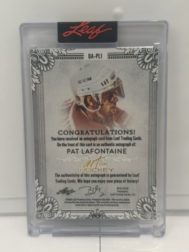 SIGNED PAT LAFONTAINE LEAF HOCKEY CARD LIMITED EDITION 11/15 (BA-PL1) image 2