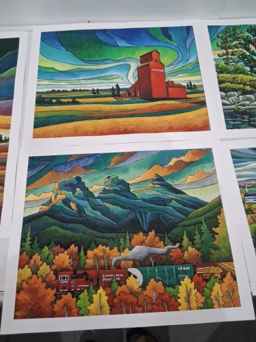 6 ASSORTED RURAL LANDSCAPE ART PRINTS ON CARDSTOCK FROM VARIOUS ARTISTS - 24" x 20"/20" X 16"/14" X 11" - MULTICOLOR image 4