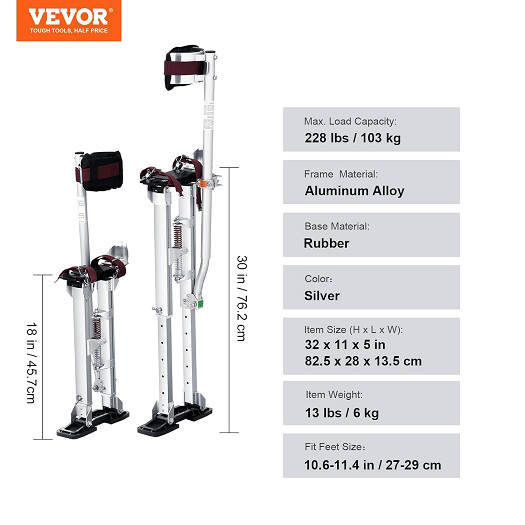 adjustable aluminum Drywall Stilts with Protective Knee Pads - 24" x 40" - black (model: HCST-24BK) image 2