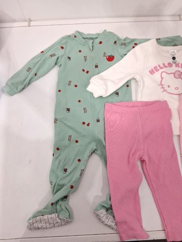 4 assorted baby CLOTHES - ONESIE, SWEATER, PANTS - 18m - GREEN/WHITE/PINK image 2