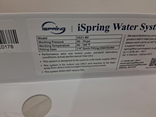ISPRING 3-STAGE UNDER SINK HIGH-CAPACITY TANKLESS DRINKING WATER FILTRATION SYSTEM - INCLUDES SEDIMENT 2X CTO CARBON BLOCK FILTERS (MODEL: US31-bv) image 4