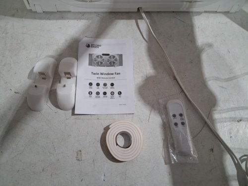 BEYOND BREEZE TWIN WINDOW FAN WITH REVERSIBLE AIRFLOW AND INTRUDER ALARM with remote - 9" FANS - FITS WINDOWS 23.5" TO 37" - 3 SPEEDS - WHITE (MODEL: WF330R-EC) image 4
