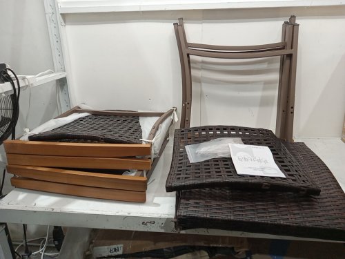 4pk hapygrill outdoor wicker rattan patio dining chair - 34.5" x 26" x 23" - 400lbs max - brown (model: hw71250-4) image 3