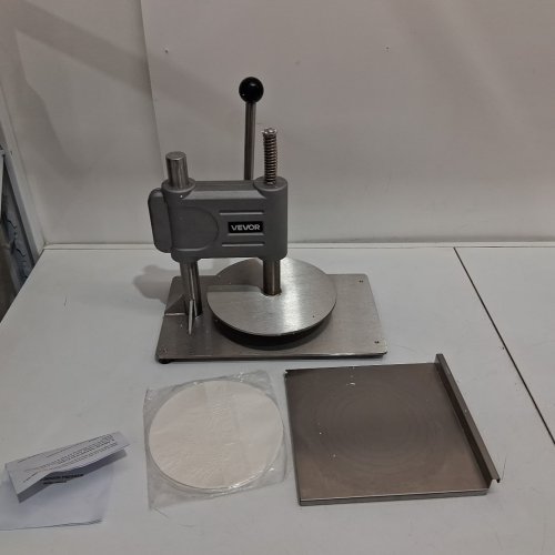 Manual Pizza Dough 9.5" Press Machine Stainless Steel Pizza Presser Height Adjustable - 22.24" X 21.46" X 10.24" - SILVER (MODEL: APD24-b) image 3