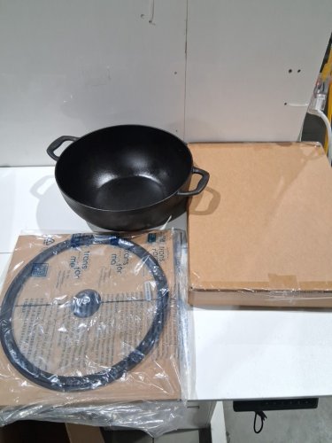3PC TRAMONTINA PRE-SEASONED CAST IRON DEEP KADAI AND FLAT TAWA COOKWARE SET - 7QT / 11" - BLACK (MODEL: 1901865) image 3