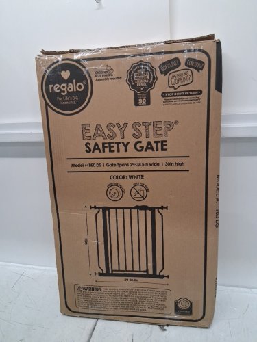 REGALO EASY-STEP METAL WALK-THROUGH SAFETY GATE - 30" X 29'' - 38.5'' - WHITE (MODEL: 1160DS) image 2