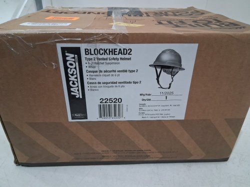 JACKSON SAFETY BLOCKHEAD2 TYPE 2 FULL BRIM HARD HAT - VENTED CLASS C - WHITE (MODEL:22520) image 2