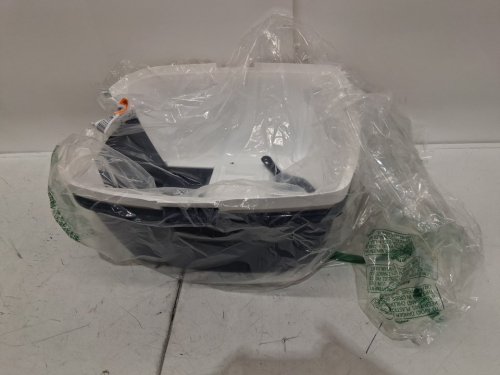 IRIS USA Large Enclosed Cat Litter Box with Front Door Flap and Scoop - blue/white image 2
