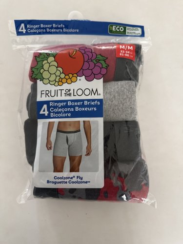4PC MEN'S FRUIT OF THE LOOM RINGER BOXER BRIEFS - MEDIUM - RED/GREY/BLACK image 2