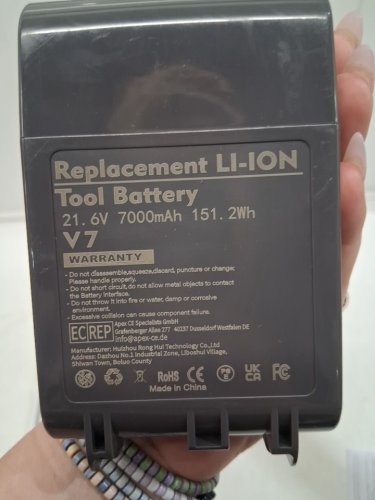 V7 REPLACEMENT LI-ION TOOL BATTERY FOR DYSON PRO'S V7 SERIES - 21.6V, 4000mAh (model: yda06l) image 3