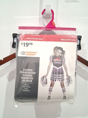 2PC GIRL'S ZOMBIE FEARLEADER COSTUME WITH POM-POMS - SMALL (4-6) - BLACK / PURPLE image 2