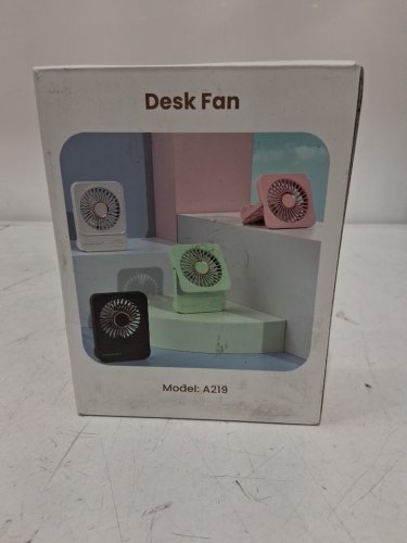 Mini Rechargeable Quiet Portable Desk Fan with 3 Speeds - 4000mAh - Black / Pink (Model: A219) image 2