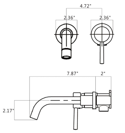 proox single-handle brass wall mounted bathroom faucet - 8" x 2" x 2" - 4.5" x 2" - brushed gold (model: b1904-bg) image 2