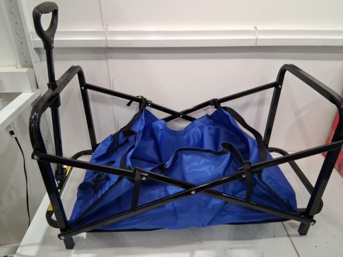 COMPACT OUTDOOR COLLAPSIBLE FOLDING UTILITY WAGON WITH CUP HOLDERS - 150 LBS CAPACITY - BLUE image 4