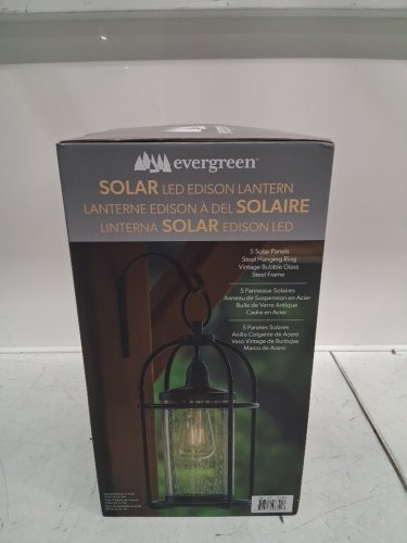 evergreen Edison Solar Led Lantern - 16" - black (model: 1514590 ) image 2