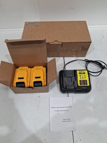 2PK Replacement lithium-ion batteries with Charger - for Dewalt 20v Lithium Batteries - BLACK/yellow (model: xhc-de20 / dcb112) image 2
