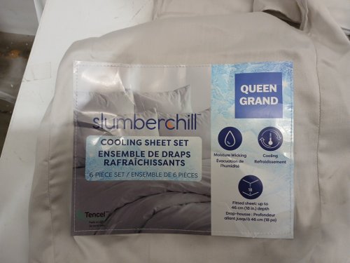 6PC SLUMBER CHILL COOLING BED SHEET SET - QUEEN - GREY (MODEL: 1796335) image 2