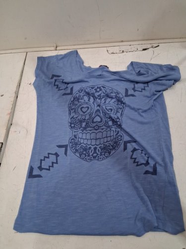 women's skull graphic T shirt - medium - blue image 2