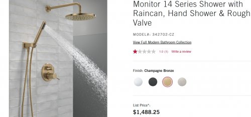 DELTA MODERN SERIES 14 ROUND HAND SHOWER SYSTEM - CHAMPAGNE BRONZE (MODEL: 342702-CZ) image 2