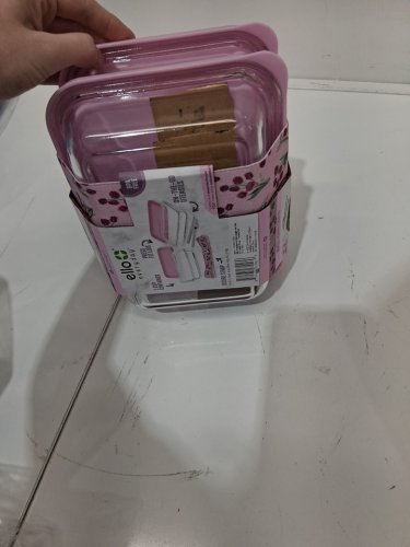 7PC ELLO glass lunch stack food storage containers - PINK image 4