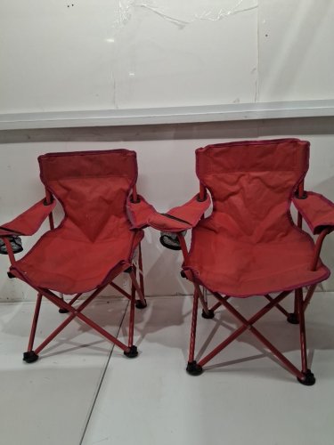 2pk kids ozark trail foldable camping chairs - 125lbs capacity - red image 2