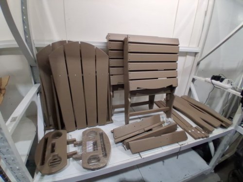 2PK Foowin  All-Weather Adjustable Adirondack Chair with Pull Out Ottoman - 400lbs cap - brown (Model: JJ00300-WD-2PC) image 4