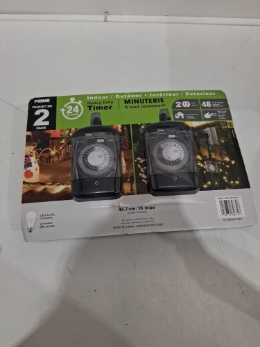 prime indoor/outdoor 24/hr repeating cycle heavy duty timer with two outlets (MODEL:8111113) image 2