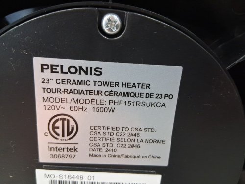 pelonis 23" Indoor standing Digital Ceramic tower Heater with 2-heat settings & remote control - 1500w - black (model: phf151rsukca) image 4