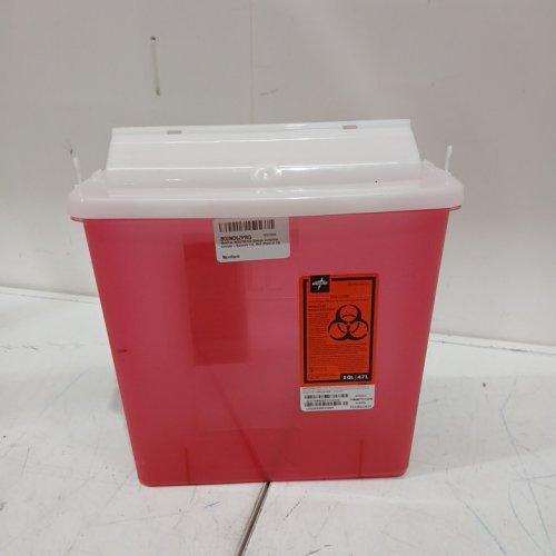 medline horizontal drop sharps disposal container - 5qt - red (model: md5705153) image 2