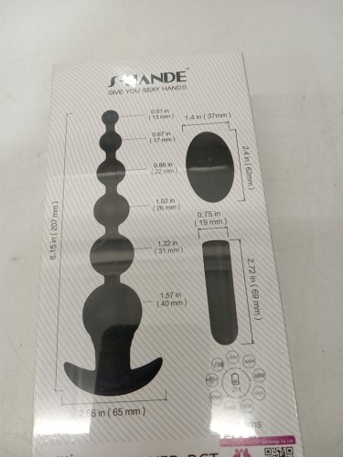 3pc S-HANDE TOWER-RCT Anal Beads With Removeable Bullet Vibrator and Remote - 8" - Black image 3