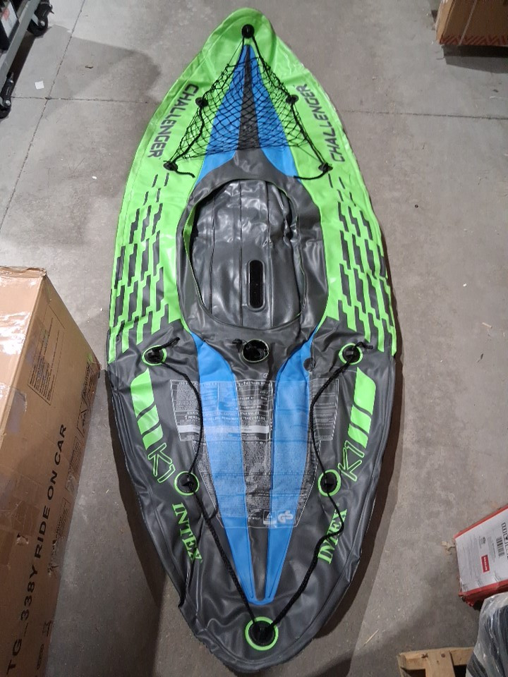 INTEX K1 CHALLENGER INFLATABLE KAYAK SET With PADDLE & CARRY BAG - 9FT - 220LB - BLUE/GREEN (MODEL: 68305NP) image 4