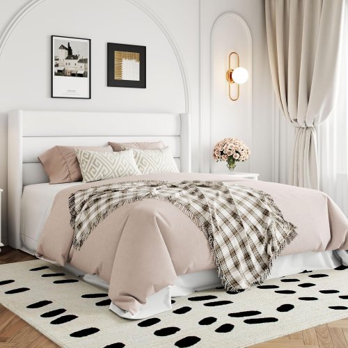 Allewie Hydraulic Lift Up Storage Upholstered Platform Bed - full - WHITE (model: KBMV0004) image 2