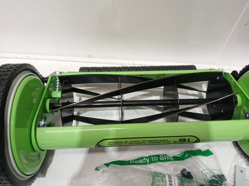 GreenWorks 16" Reel Lawn Mower with Grass Catcher - Green (Model: 25052) image 4
