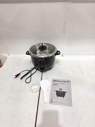 ELITE GOURMET ELECTRIC RICE COOKER WITH STAINLESS STEEL INNER POT - 10 CUP CAPACITY - BLACK (MODEL: ERC-2010B) image 3