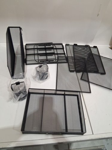 Desk Organizer with 4 tiers and file folder - 15.85" x 9.17" x 9.15" - black image 3