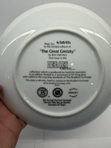 NHL LOS ANGELES KINGS & EDMONTON OILERS WAYNE GRETZKY "THE GREAT GRETZKY" HEROES ON ICE 1ST ISSUE LIMITED EDITION PLATE - BY RON DEFELICE WITH COA image 3