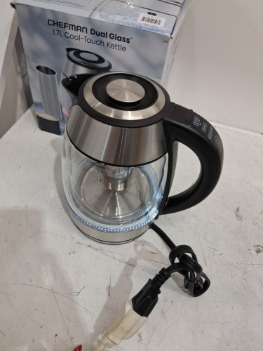 CHEFMAN DUAL-GLASS COOL-TOUCH DIGITAL KETTLE WITH ADJUSTABLE TEMPERATURE AND REMOVABLE TEA INFUSER - 1.7L CAP - STAINLESS STEEL/BLACK (MODEL: RJ11-17-CTI-DG-CA-CO/1992747) image 4