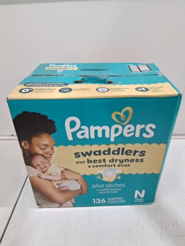 136PK PAMPERS SWADDLERS SKIN SAFE DISPOSABLE DIAPERS - NEWBORN image 2