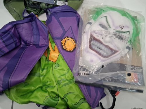 2PC BOYS RUBIES JOKER COSTUME WITH MASK - LARGE (10/12)- PURPLE / GREEN image 2