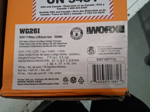 WORKX 20V LITHIUM CORDLESS 22" HEDGE TRIMMER *TOOL ONLY* (MODEL: WG261.9) image 3