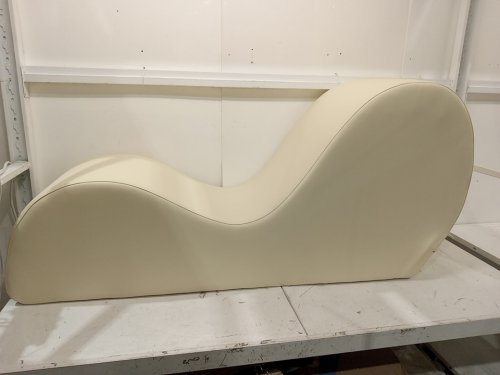 upholstered faux leather chaise lounger for yoga - 62" x 17" - beige image 4