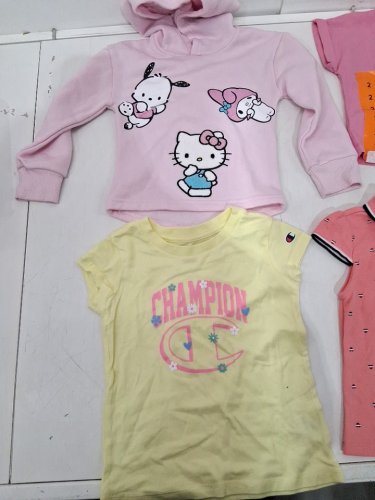 4 assorted girl's clothes - 1 HOODIE, 3 SHIRTS - xxs (2/3) - yellow/pink image 3