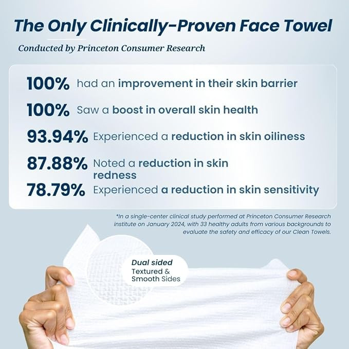 2 (50pk) Clean skin club compostable face towels to dry & cleanse skin (100 total) - extra large image 3