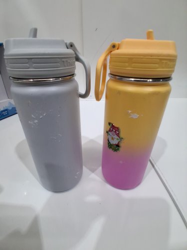 2PK THERMOFLASK DOUBLE VACUUM INSULATED STAINLESS STEEL WATER BOTTLES WITH LEAK PROOF LID - 16oz - yellow & pink/WOLF GREY (model: 1780559) image 3