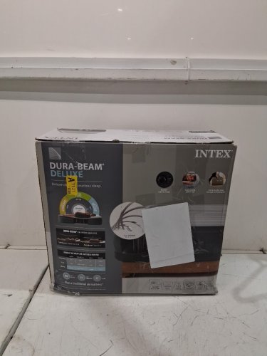 INTEX DURA-BEAM SERIES DELUXE COMFORT PLUSHFIBER-TECH inflatable AIR mattress WITH INTERNAL ELECTRIC PUMP - 18" - QUEEN - grey (MODEL: AP619D/64413ED) image 2