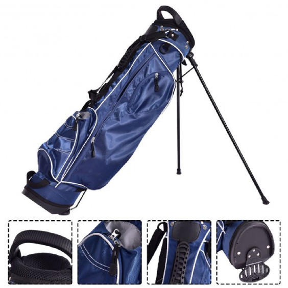 Golf Stand Cart Bag With 4 Way Divider Carry Organizer Pockets - Blue (model: SP37263NY) image 2