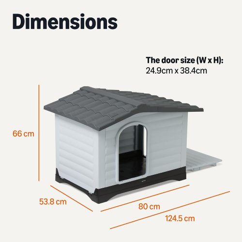 amazon basics Plastic outdoor Dog House - 31" x 21" x 26" - white/grey/black (model: YE4948562) image 2