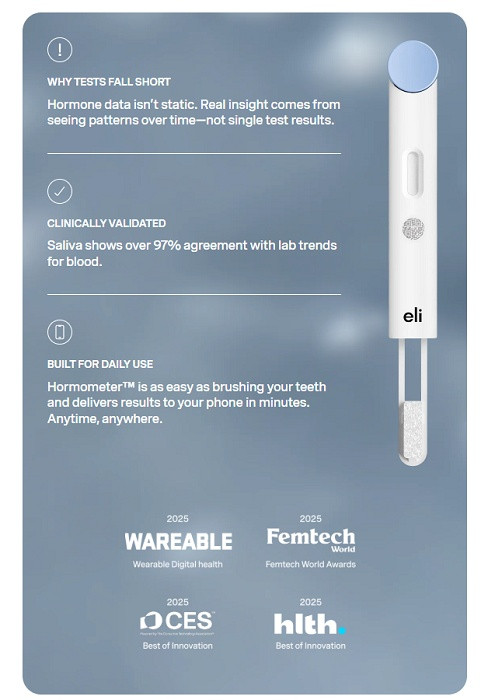 2 (4pk) Eli health at-home hormometer Instant Cortisol Saliva Tests for stress tracking (8 total) - compatible with ios image 2