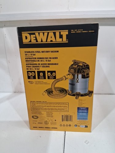 dewalt pro stainless steel wet/dry vacuum - 8gal/30L - 5hp - silver/black (model: dxv08sa) image 2