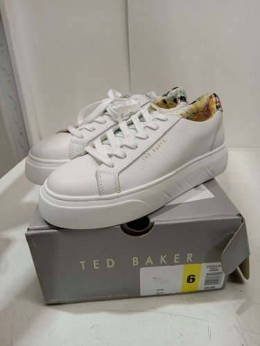 WOMENS TED BAKER maisie leather court shoes - size 6 - white/floral (style: 3756606) image 2